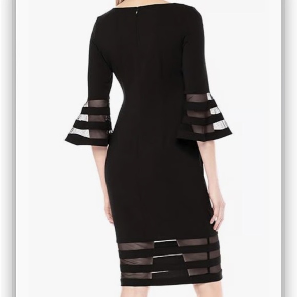 Calvin Klein Women’s Bell Sleeve Sheath Dress with Sheer Accents Size 6 - Picture 2 of 6